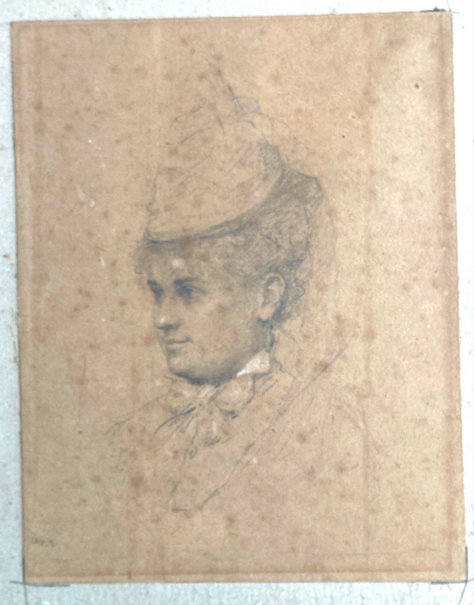 Portrait De Femme - Charles Auguste Mengin -photo-2