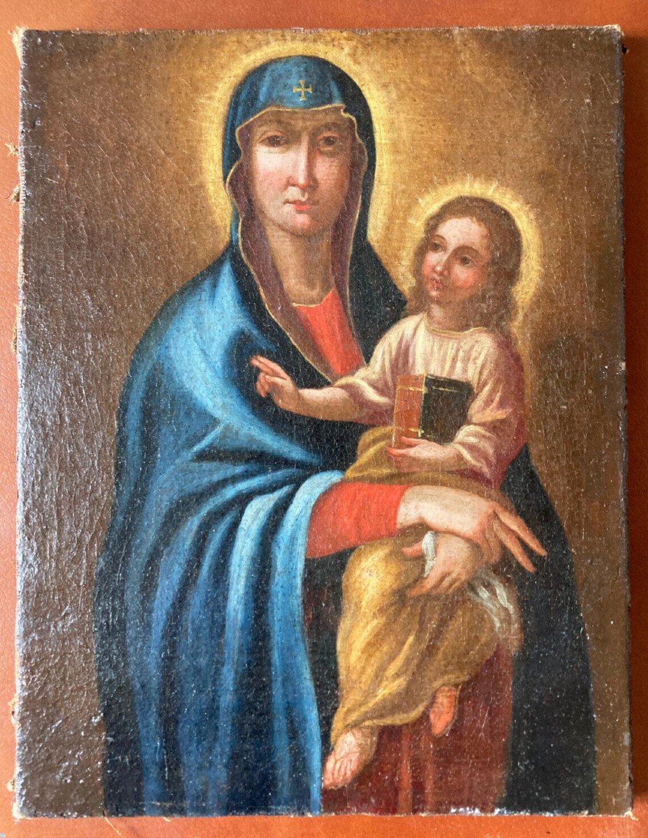 Oil On Canvas - The Virgin And Child - XVIIth