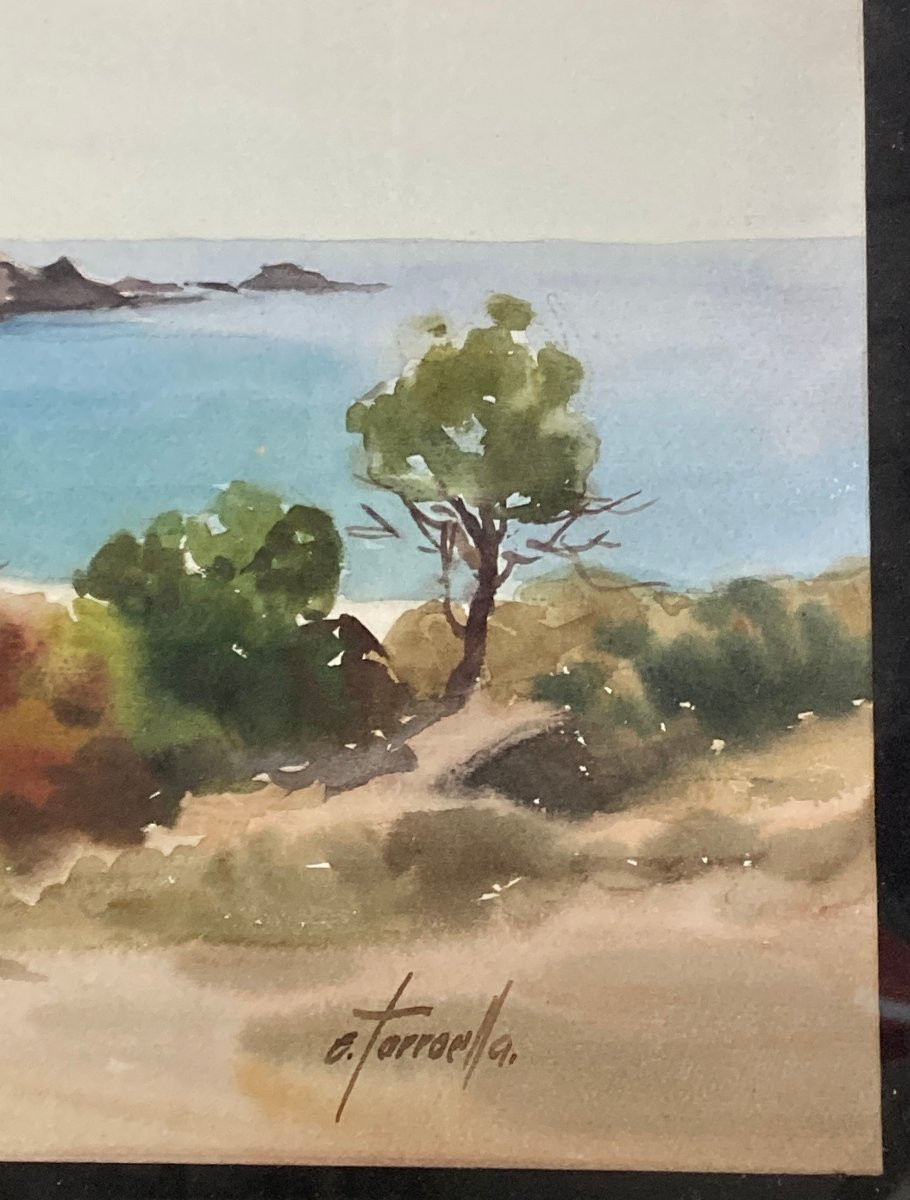 Watercolor - Ezéquiel Torroella - A Cove: South Of France -photo-2