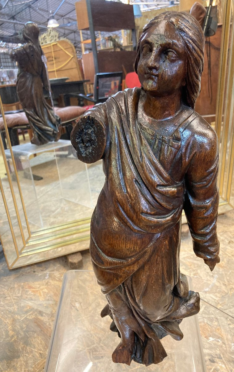 Statue Of A Saint - 18th Century Wooden Sculpture -photo-1