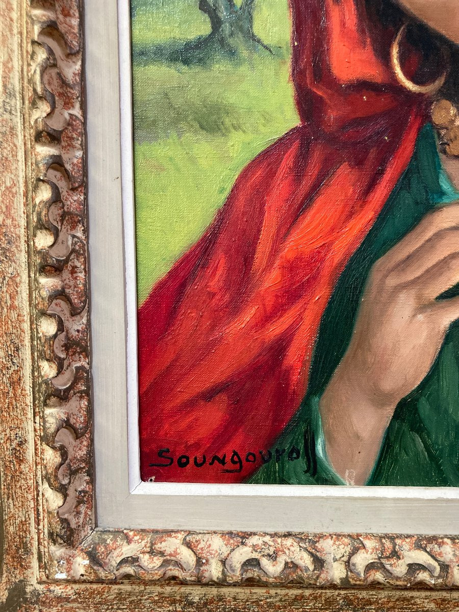 Tableau - Anatola Soungouroff - Portrait :  La rose rouge -photo-2