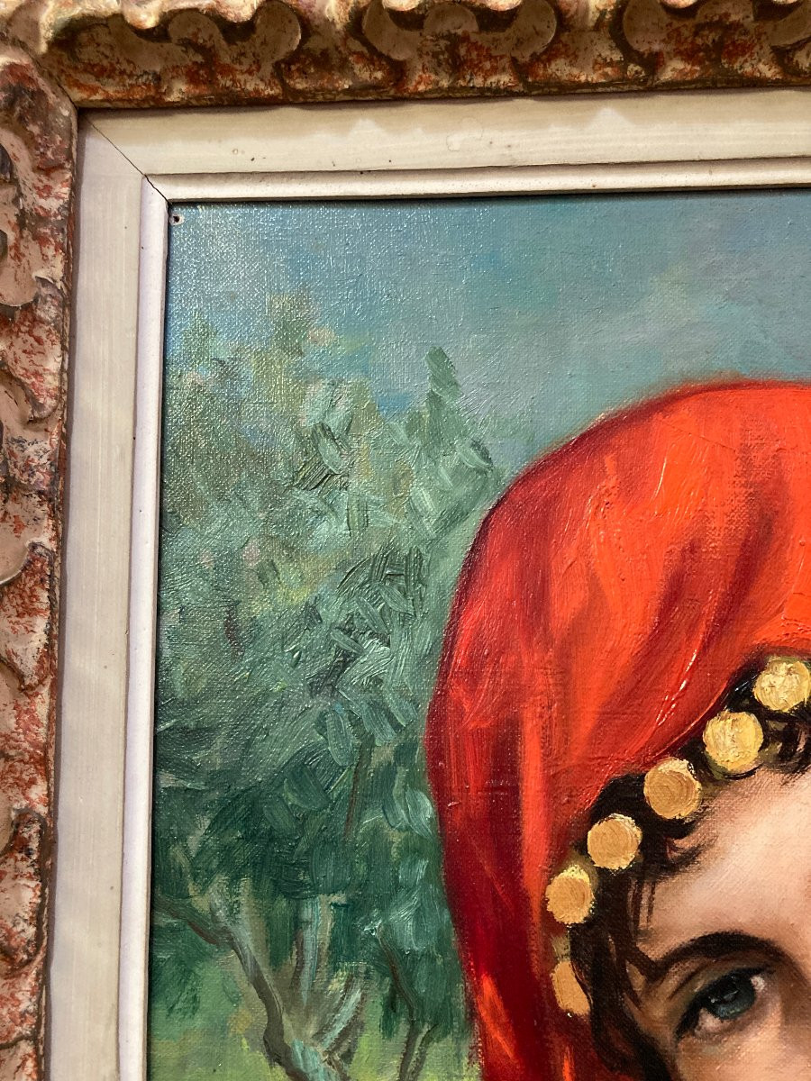 Tableau - Anatola Soungouroff - Portrait :  La rose rouge -photo-3
