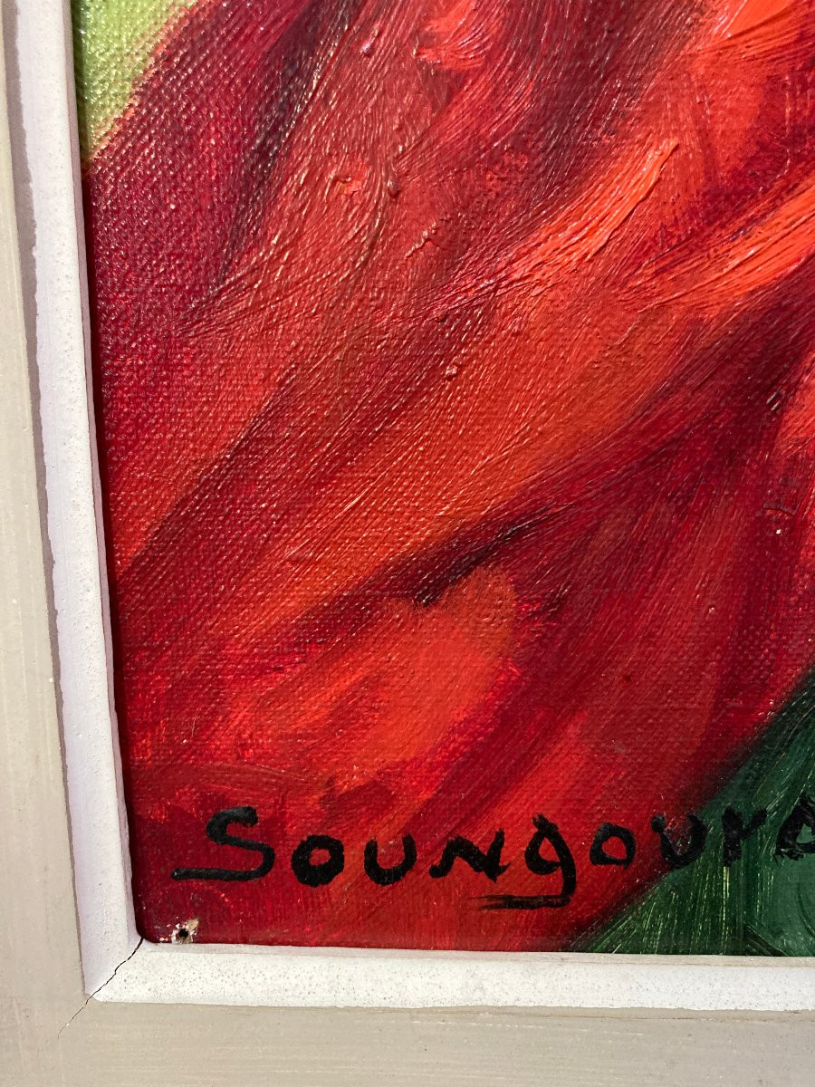 Tableau - Anatola Soungouroff - Portrait :  La rose rouge -photo-1