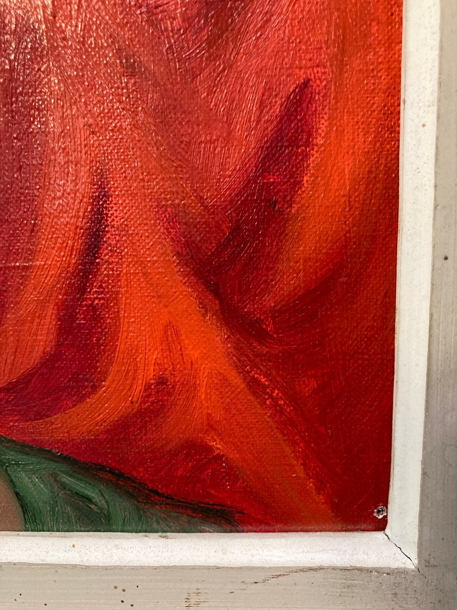 Tableau - Anatola Soungouroff - Portrait :  La rose rouge -photo-2