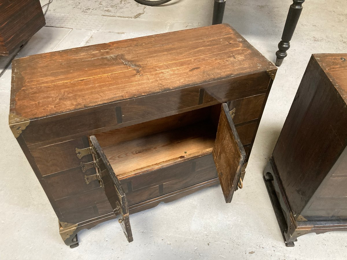 Paire de cabinets - Corée - XIXe - Petit meuble de rangement chambre de femmes -photo-4