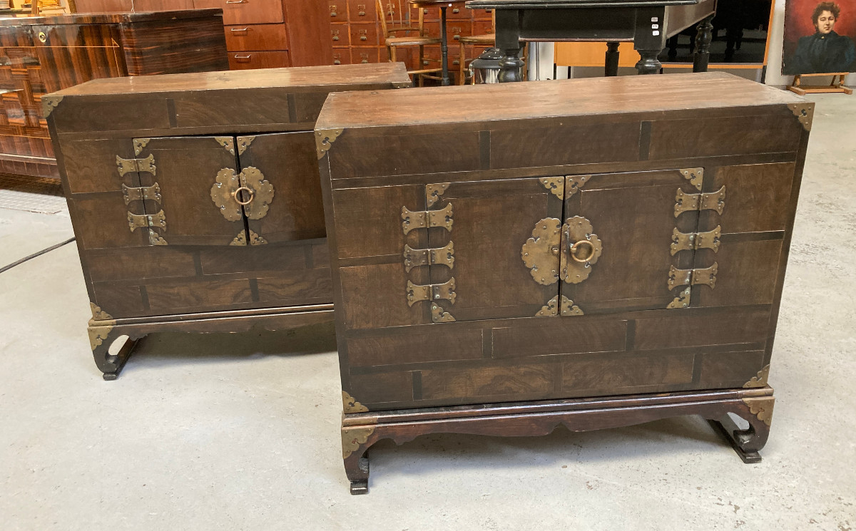 Paire de cabinets - Corée - XIXe - Petit meuble de rangement chambre de femmes 