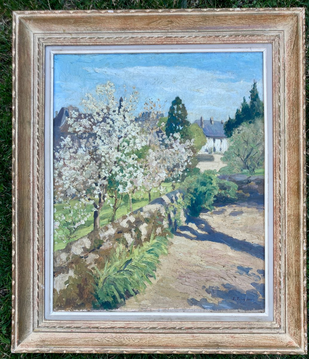 Painting - The Garden In Spring: Fruit Trees In Blossom - Edmond Tapissier -photo-2