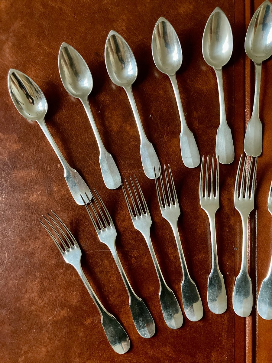 12 Spoons And 12 Forks - Charles Christofle - Mid-19th Century -photo-2