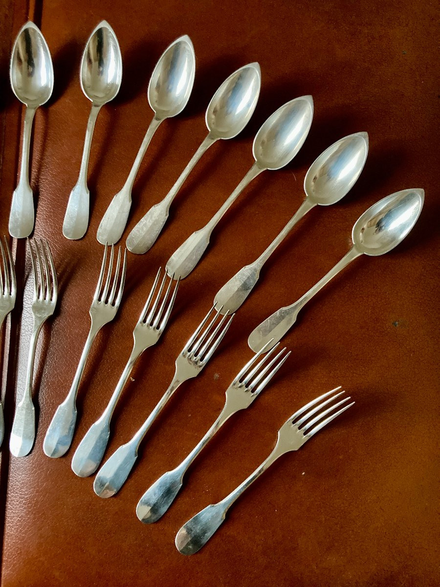 12 Spoons And 12 Forks - Charles Christofle - Mid-19th Century -photo-3