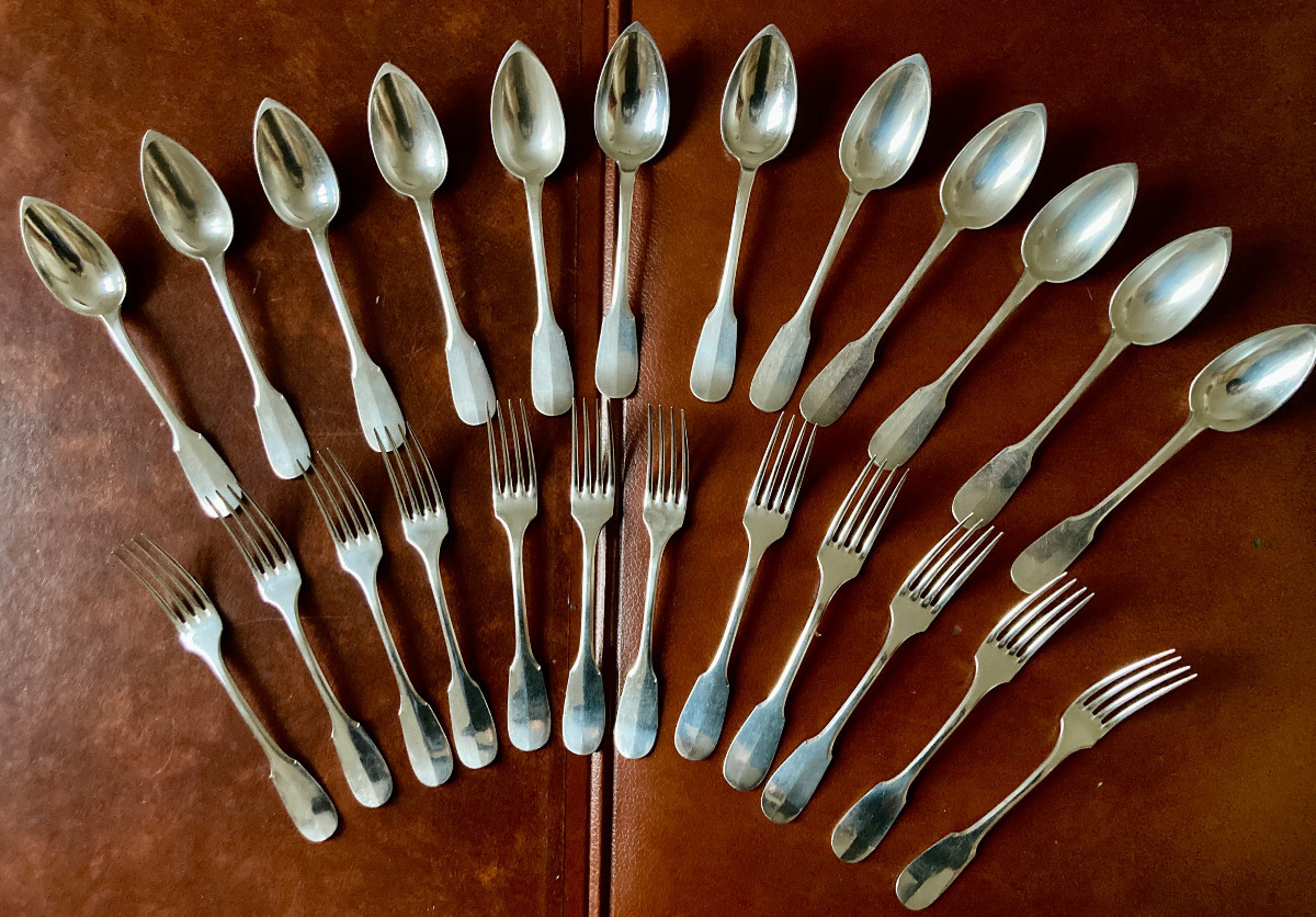 12 Spoons And 12 Forks - Charles Christofle - Mid-19th Century 