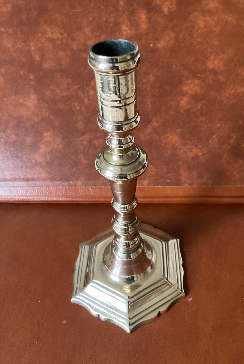 Bougeoir ou flambeau XVIIe - bronze doré -photo-2