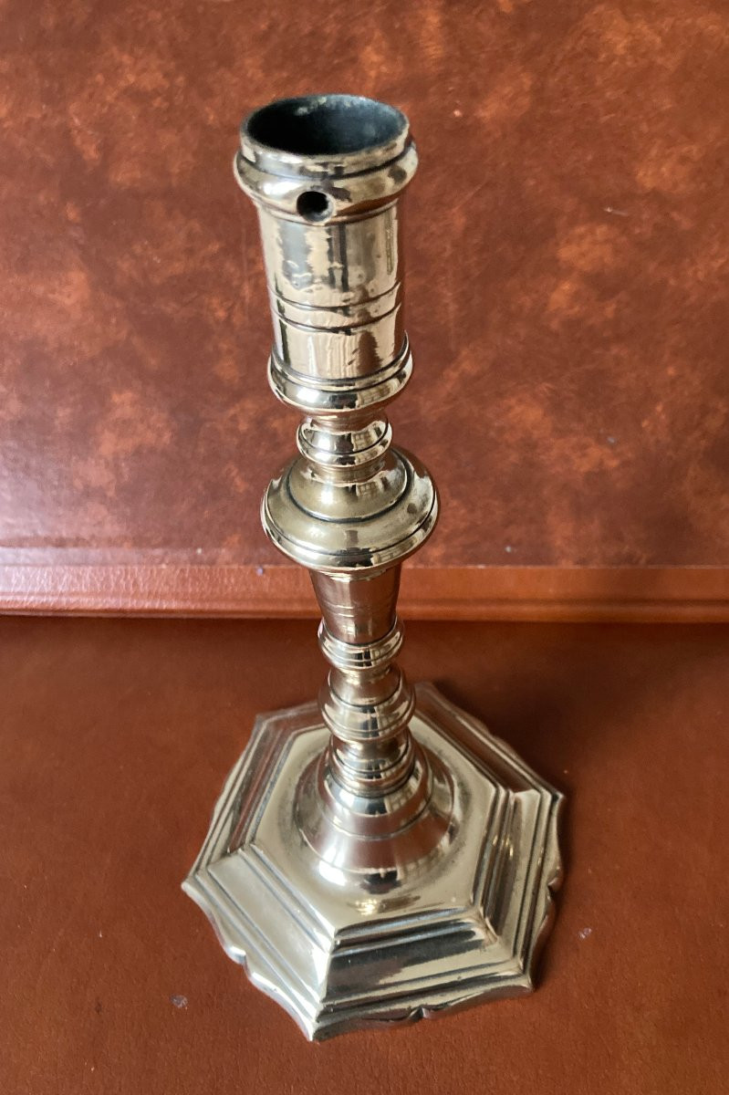 Bougeoir ou flambeau XVIIe - bronze doré -photo-3