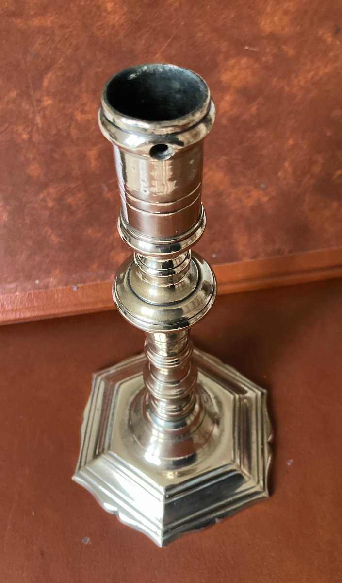 Bougeoir ou flambeau XVIIe - bronze doré -photo-4