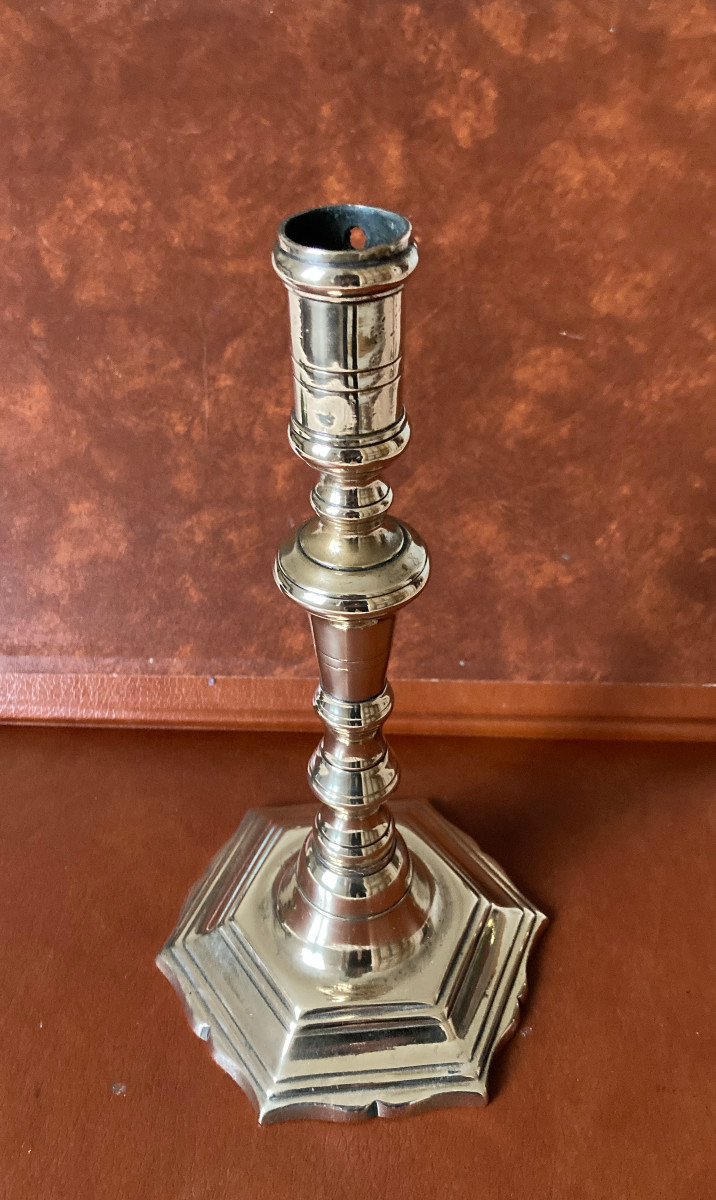 Bougeoir ou flambeau XVIIe - bronze doré 
