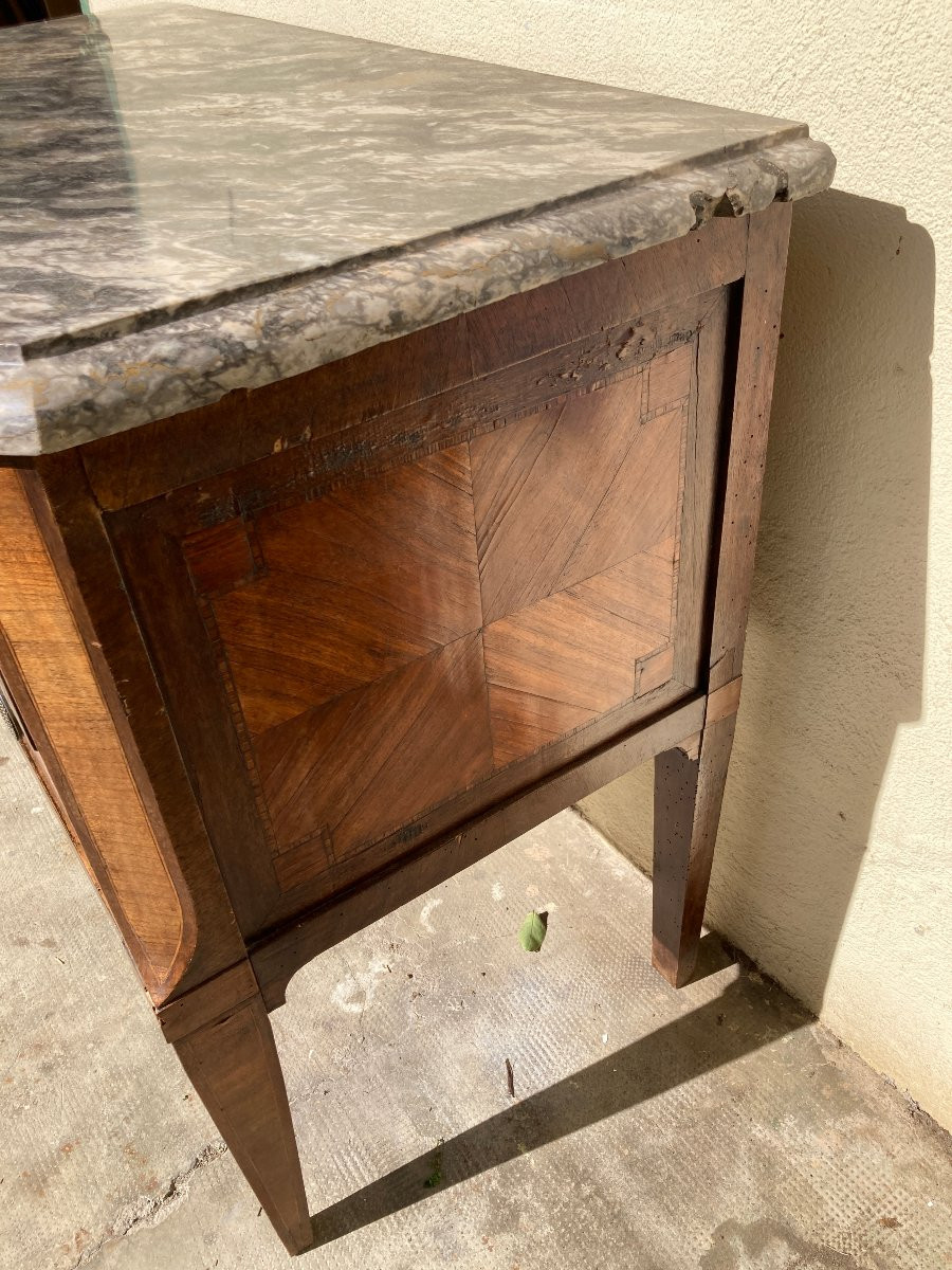 Commode sauteuse - Louis XVI - marqueterie - XVIIIe -photo-4