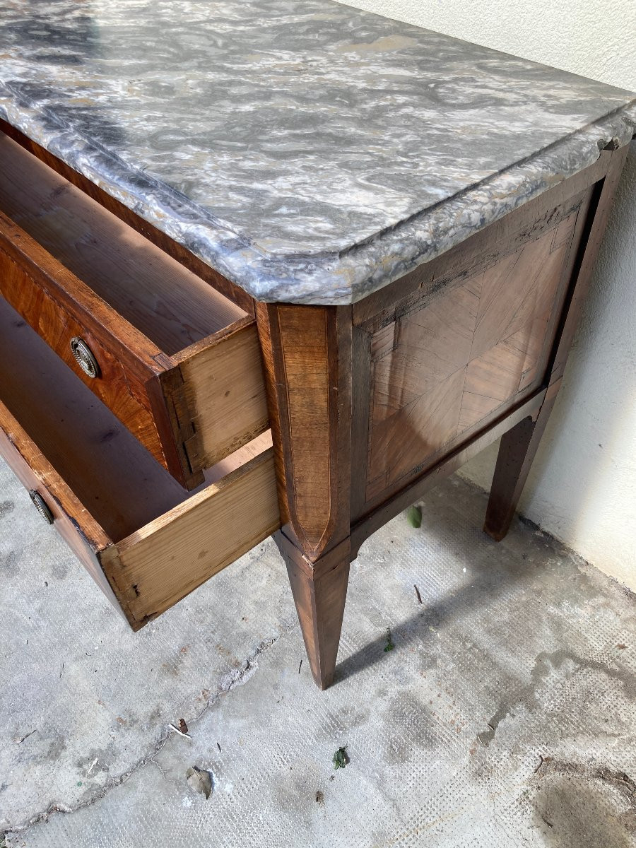 Commode sauteuse - Louis XVI - marqueterie - XVIIIe -photo-1