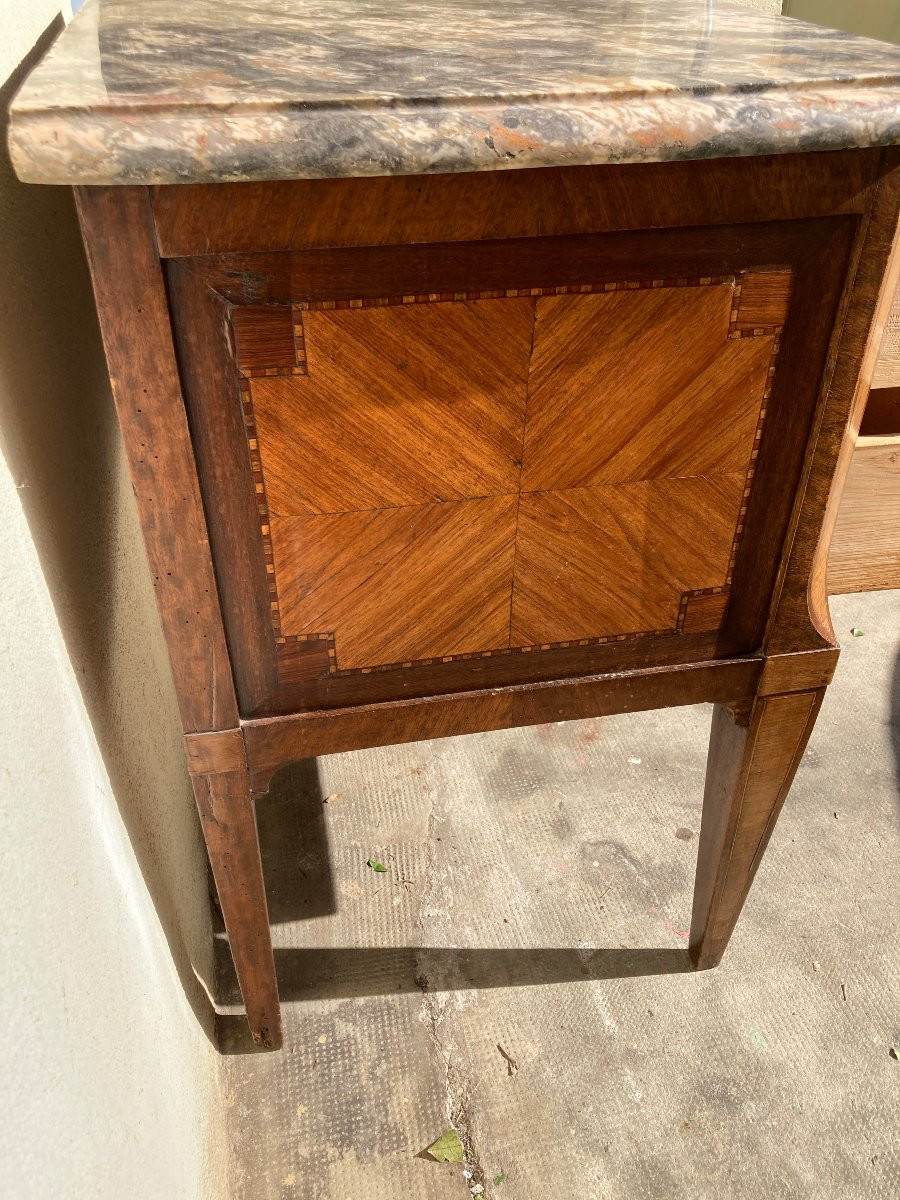 Commode sauteuse - Louis XVI - marqueterie - XVIIIe -photo-2
