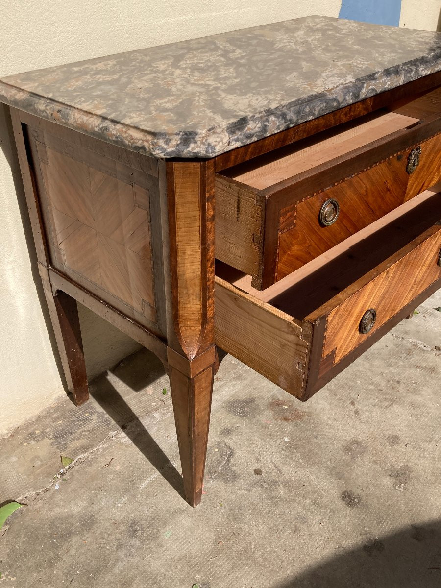 Commode sauteuse - Louis XVI - marqueterie - XVIIIe -photo-3