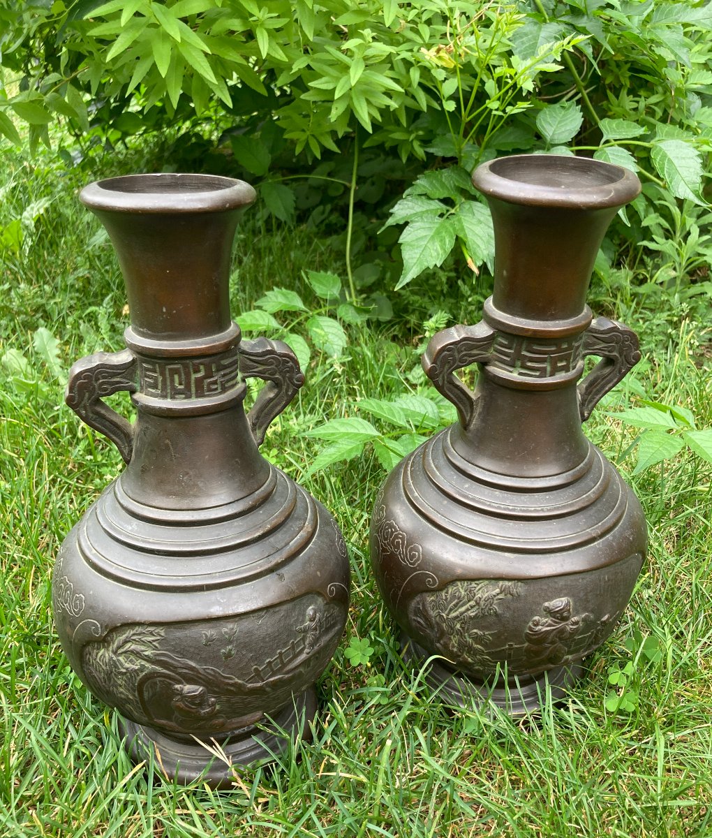 Pair Of Bronze Vases - Vietnam -asia-photo-3