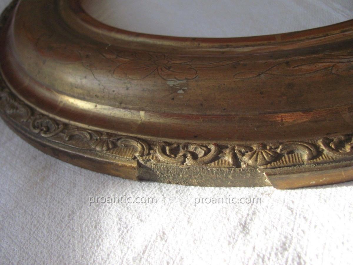 Oval Frame In Golden Wood-photo-1