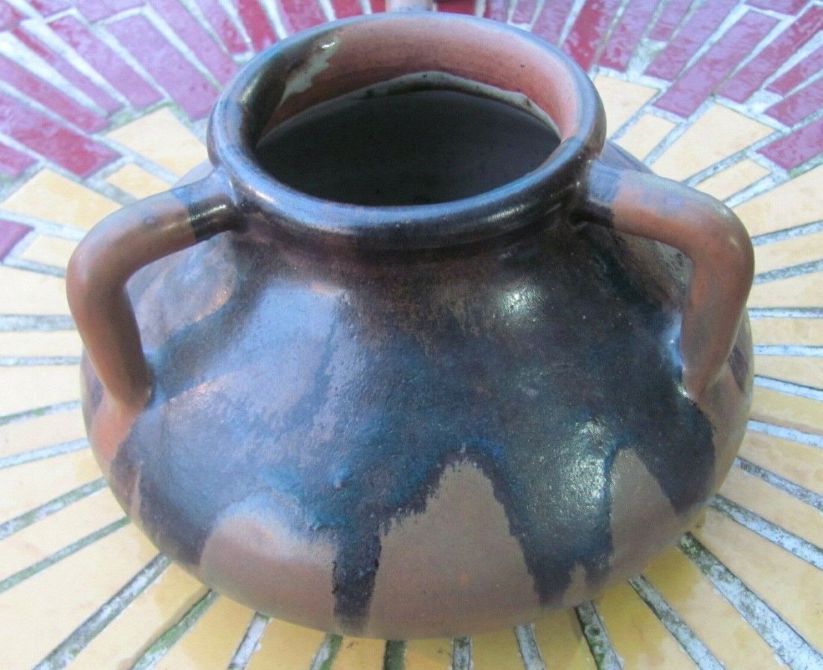 Important Vase With 3 Handles - Sandstone De Puisaye - Léon Pointu