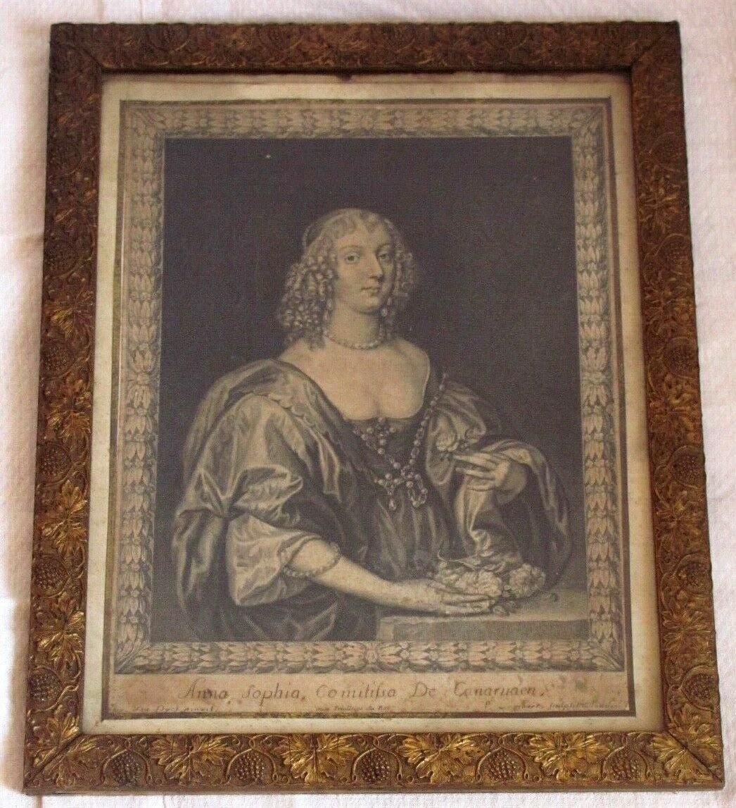 Gravure XVIIe - Portrait De Anna Sophia Comtesse De Carnarvon - P Lombart - Australie 