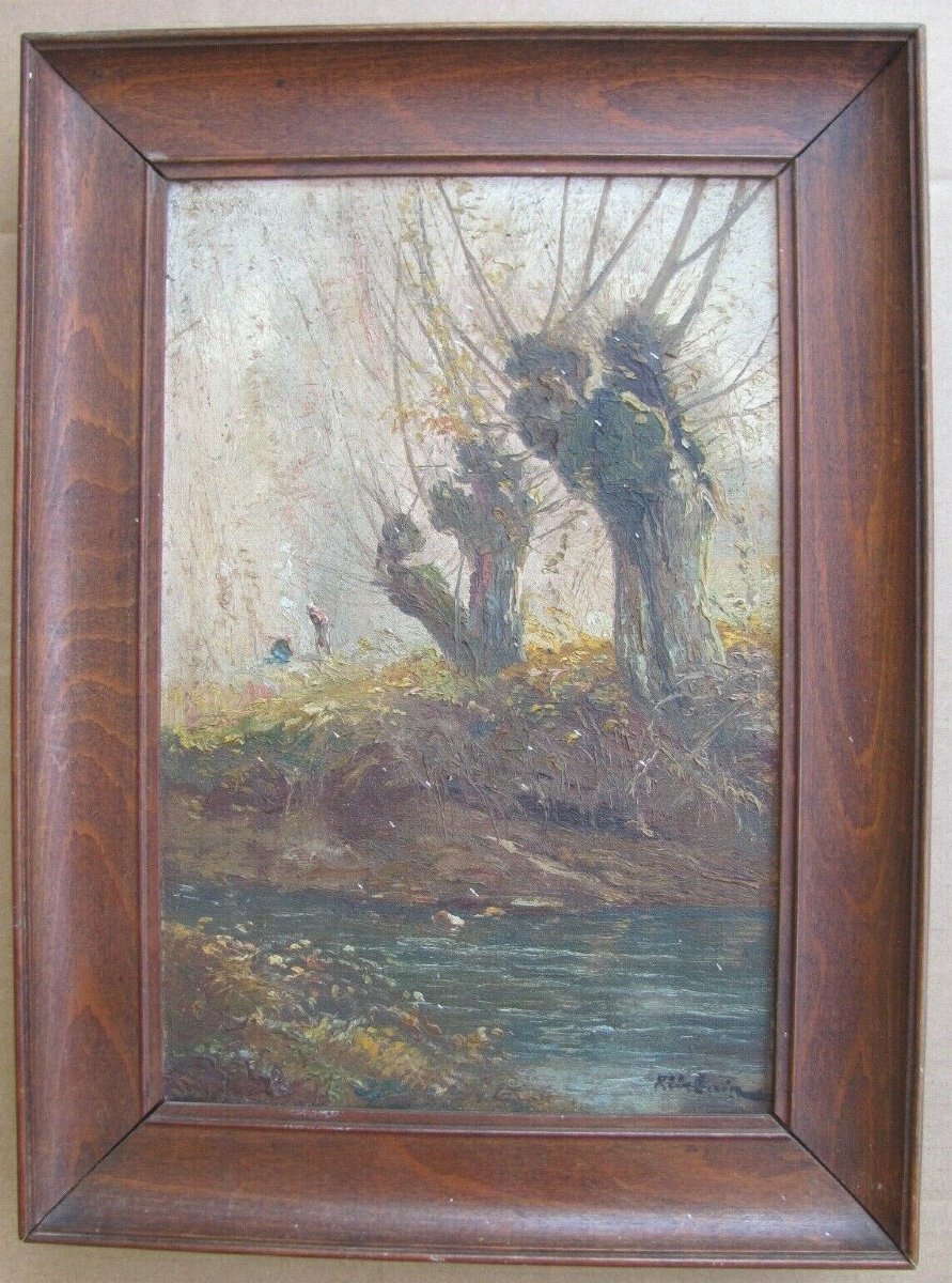 Hst - Scène d'automne animée  - Raymond Urbain (1895-1962) - Ecole De Nancy.