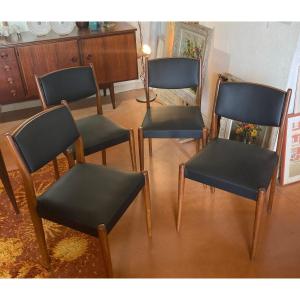 4 Scandinavian Chairs In The Style Of Arne Vodder
