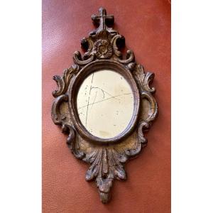 Small Cross Mirror - 18th Century Carved Wood