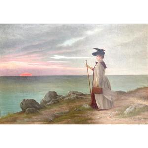 Fernand Maximilien De Chambord - l'élégante Et La Mer - Post romantisme 1890