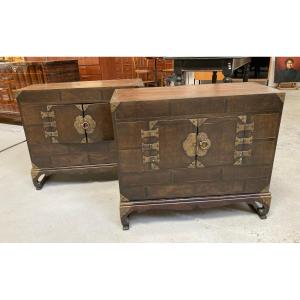 Paire de cabinets - Corée - XIXe - Petit meuble de rangement chambre de femmes 