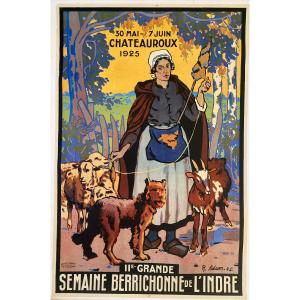 Affiche Raoul Adam - IIe grande semaine berrichone de l'Indre - Chateauroux 1925