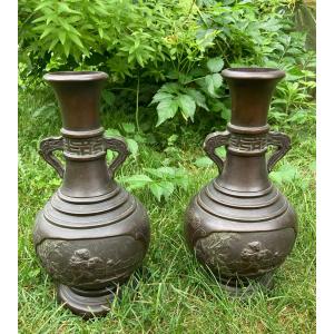 Paire de vases en bronze - Vietnam -Asie