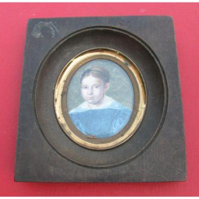 Miniature Fin XIXeme - Portrait De Pauline Bridel 