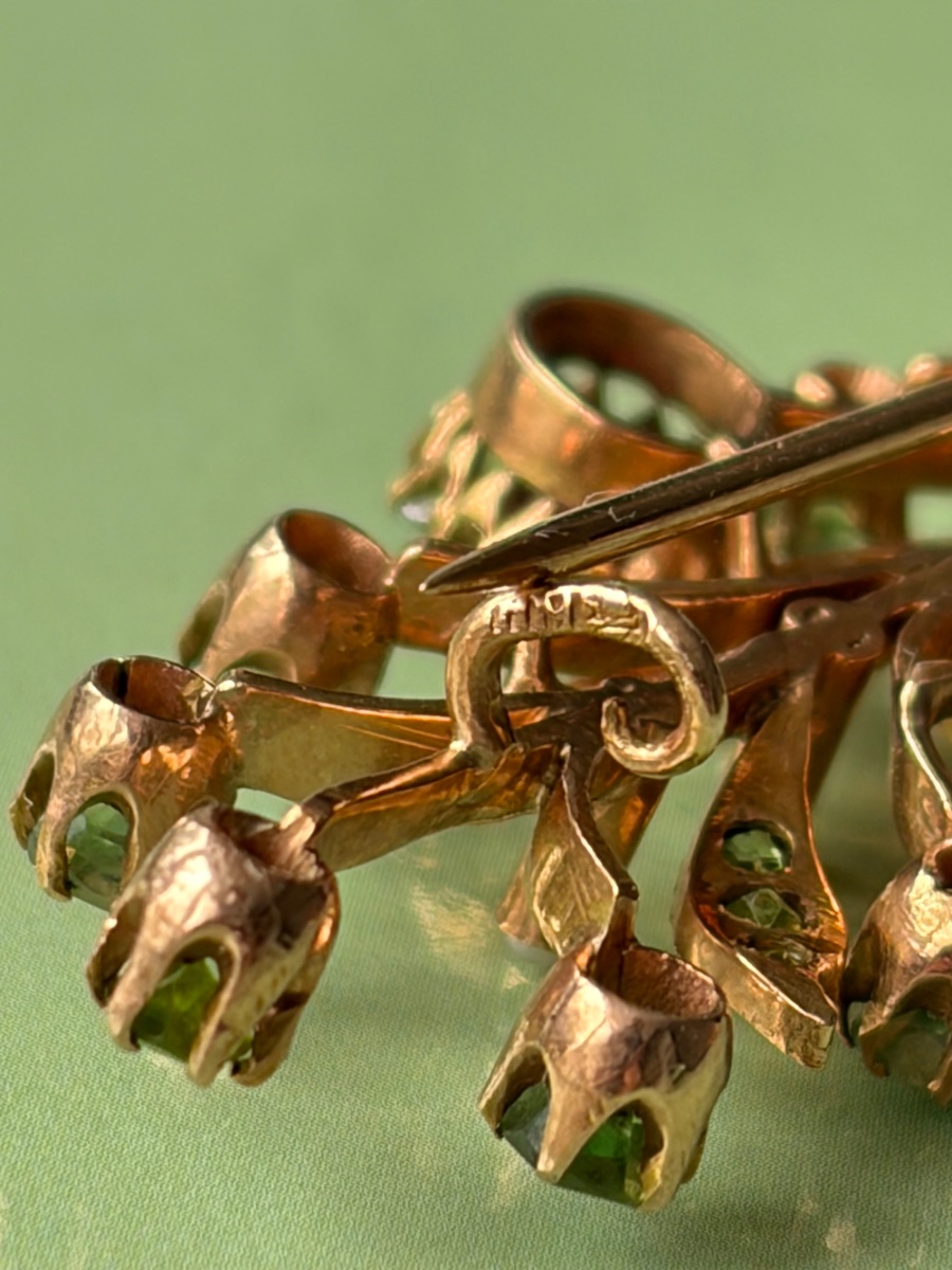Broche « bouquet de fleurs » en or russe (560/56) et démantoïdes-photo-1