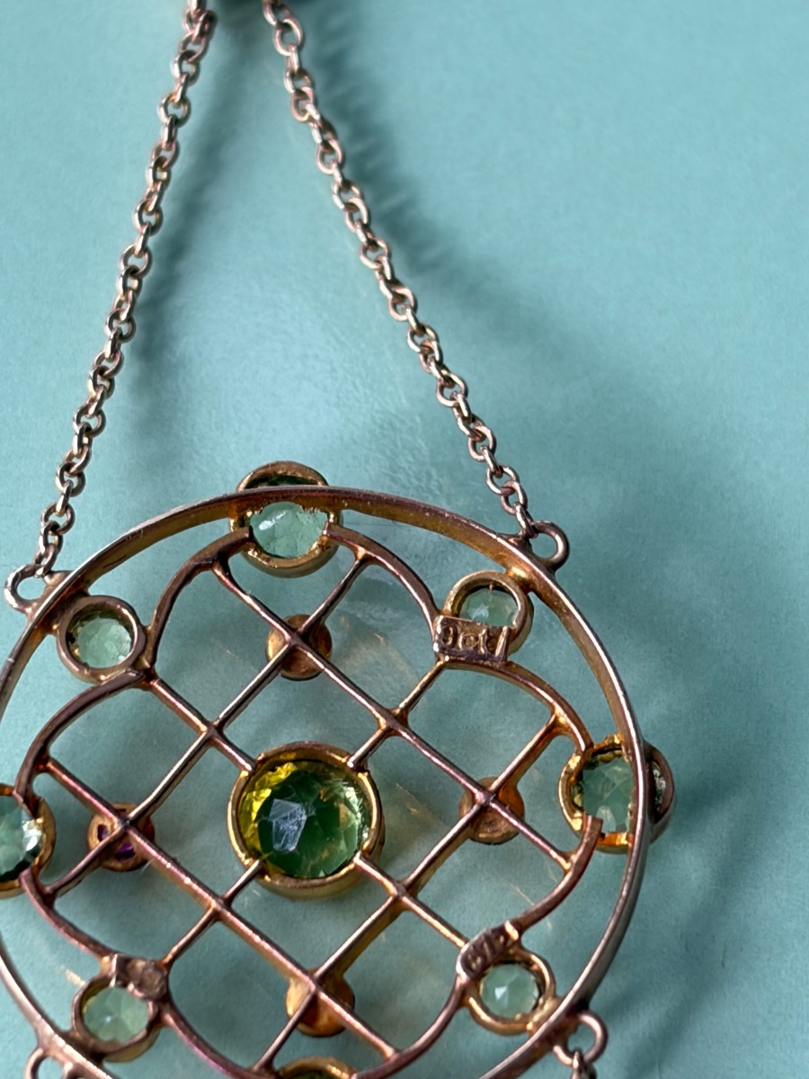 A 9-karat Gold Necklace In The Victorian And Art Nouveau Styles, Set With Peridots.-photo-4