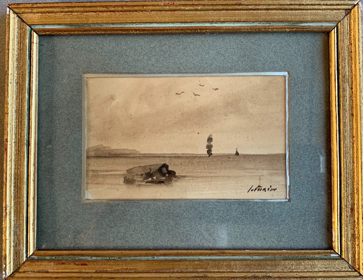 Pierre Letuaire (1798-1885), Pair Of Watercolors On Paper: Marines, Seaside, Toulon-photo-2