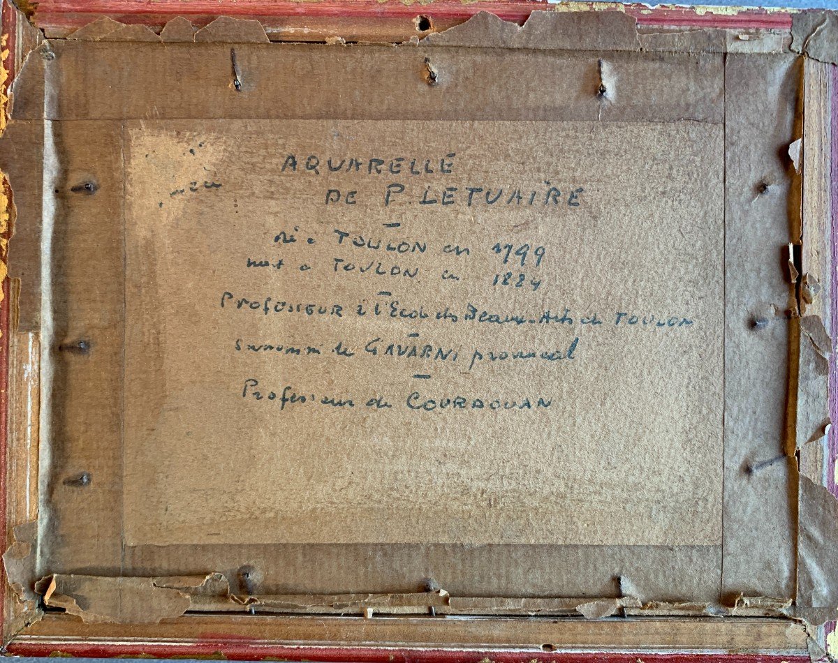 Pierre Letuaire (1798-1885), Pair Of Watercolors On Paper: Marines, Seaside, Toulon-photo-1