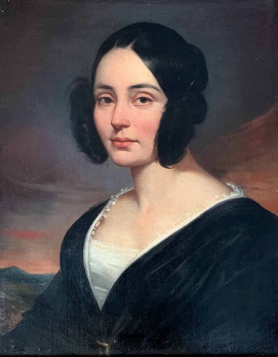 Ecole Française Vers 1840, Dans Le Goût De Dubufe, Portrait De Jeune Femme, Huile
