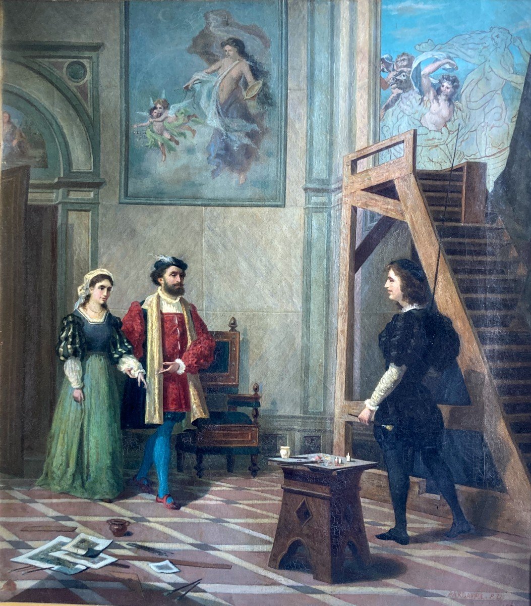 Ludovico Barlaffa, La Présentation De La Muse à Raphael à La Villa Farnese à Rome Huile 