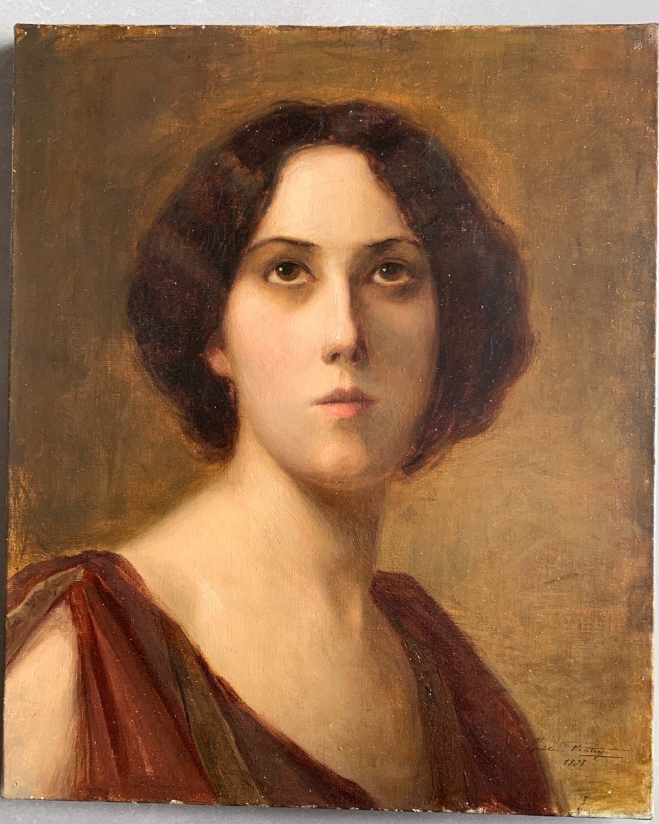 Madeleine Plantey  (1890-1985), Portrait De Femme, Lyon, 1908, Huile Sur Toile-photo-2