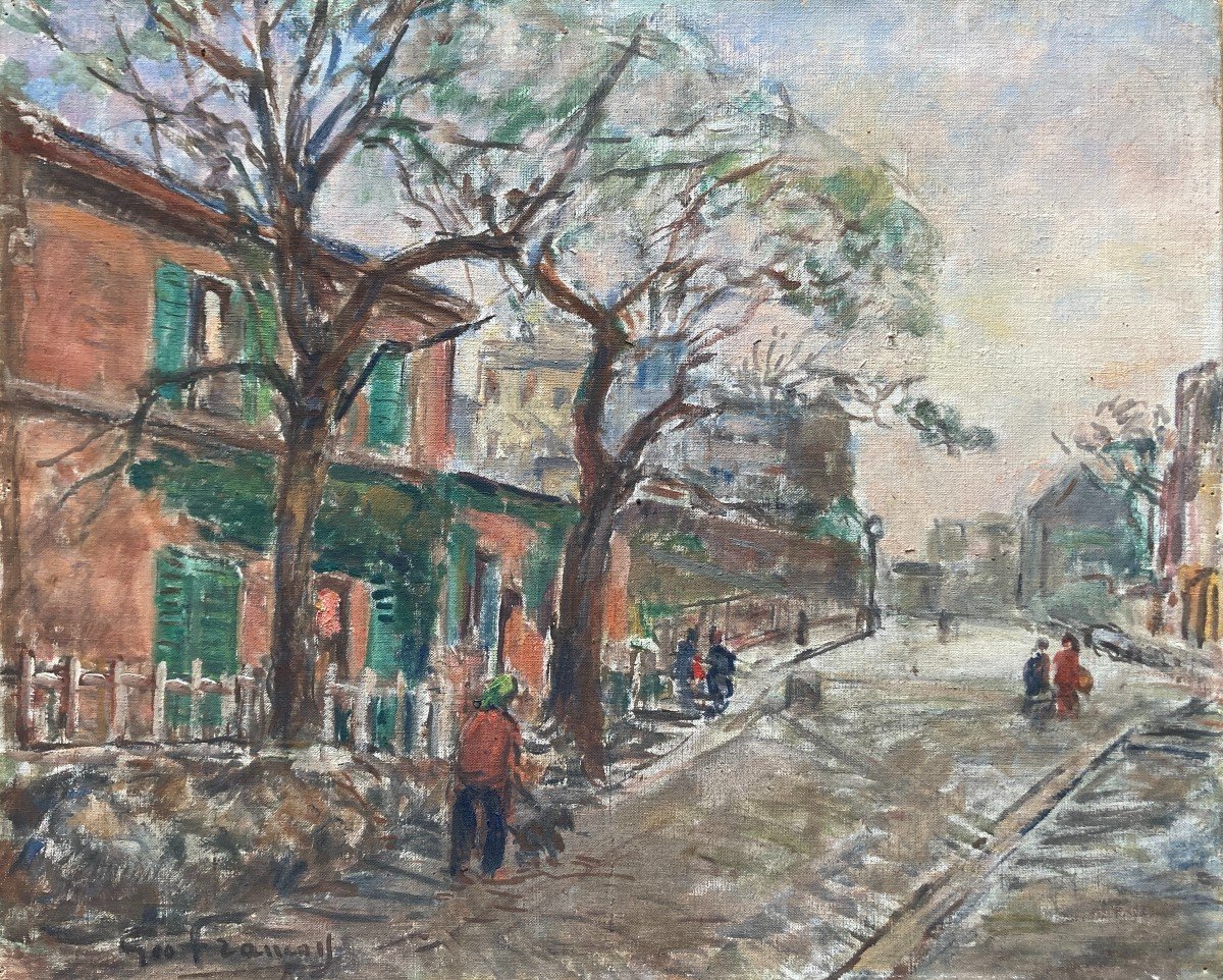 François Géo (1880-1968), Le Lapin Agile à Montmartre, Paris, Huile Sur Toile