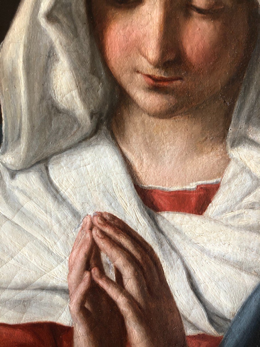 Giuseppina Anselmi Faina (turin 1818 - Florence 1872), Vierge En Prière, 1839, Huile Sur Toile-photo-3
