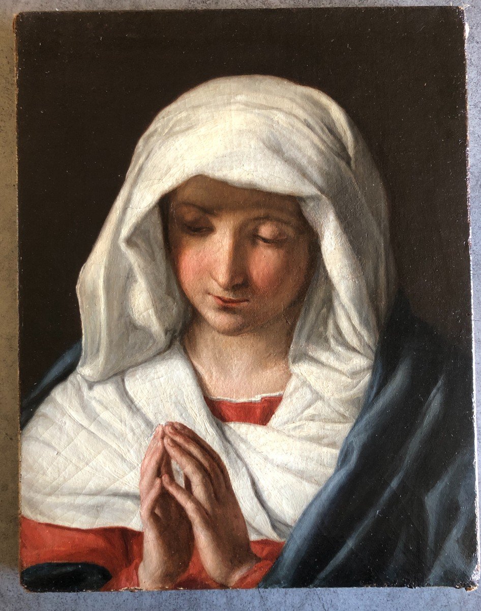 Giuseppina Anselmi Faina (turin 1818 - Florence 1872), Vierge En Prière, 1839, Huile Sur Toile-photo-4