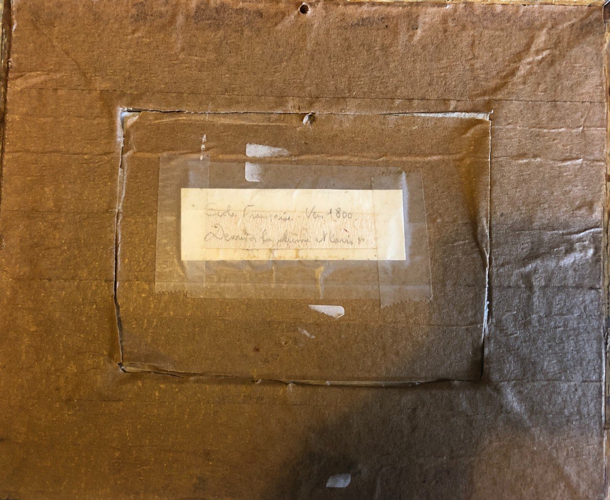 Ecole Française Ou Italienne Vers 1800, Paysage Italien?, Dessin Encre Et Lavis, miniature-photo-1