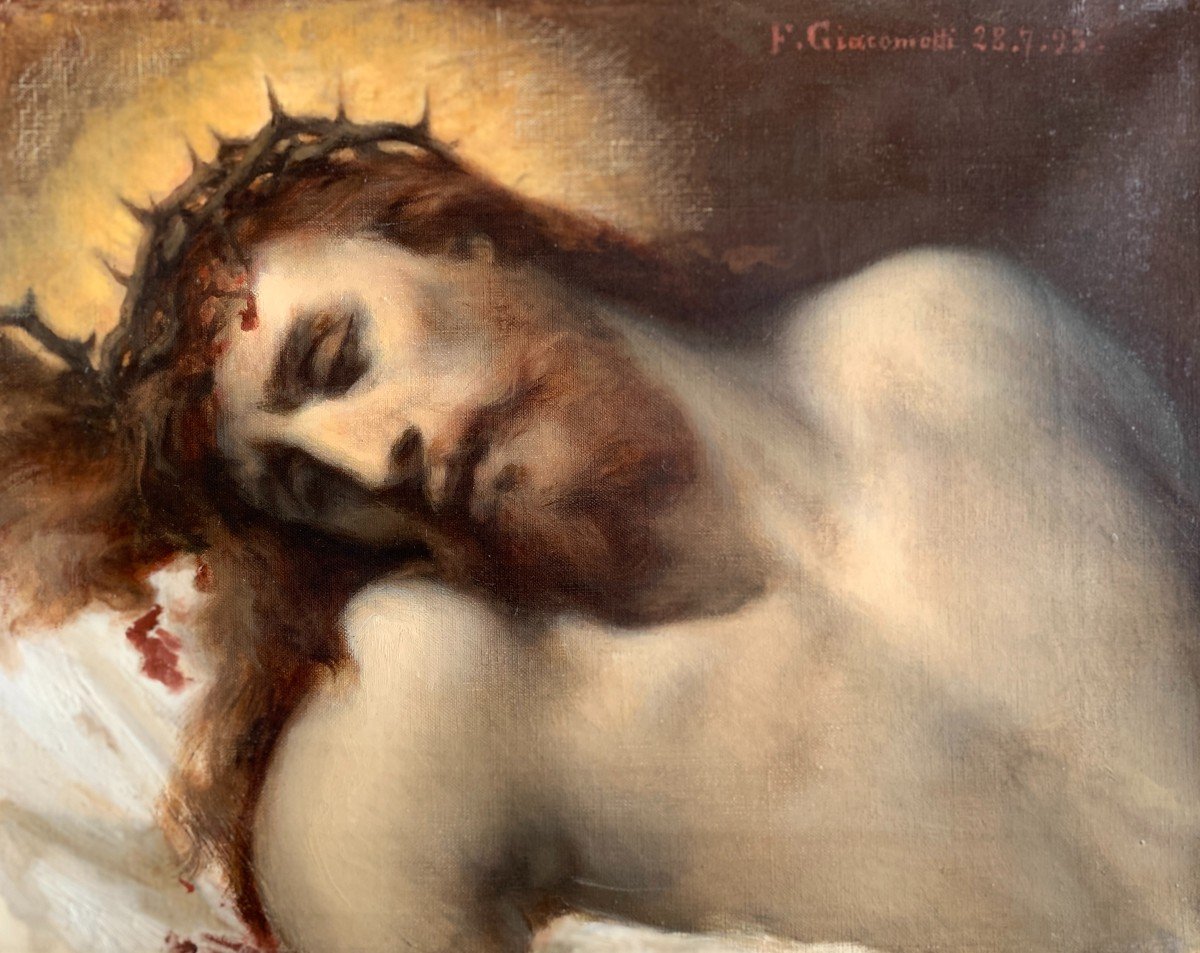 Félix Giacomotti (1828-1909), Christ à La Couronne, Huile Sur Toile, 1893-photo-2
