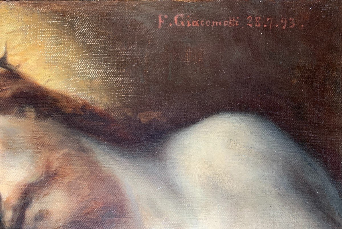 Félix Giacomotti (1828-1909), Christ à La Couronne, Huile Sur Toile, 1893-photo-3