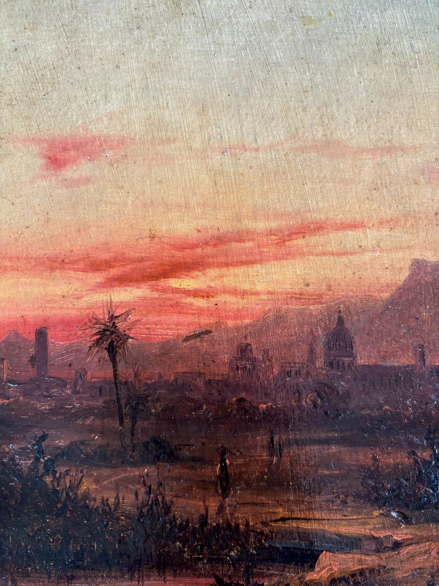 Aimé Louis André (lyon 1815-1885), Paysage Orientaliste: Afrique Du Nord Ou Liban? Huile Papier-photo-3