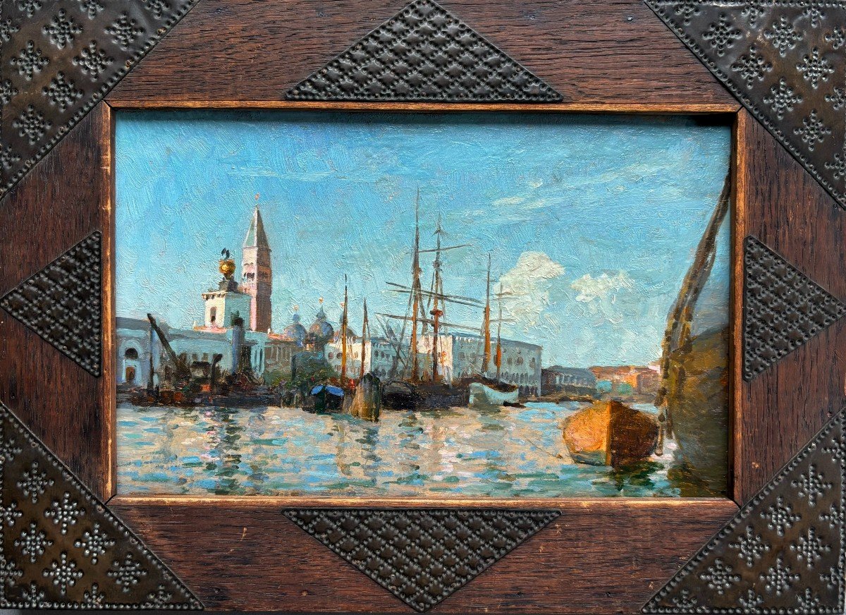Jules Octave Triquet (paris 1867-1914), View Of Venice In Italy: The Giudecca Canal, Oil