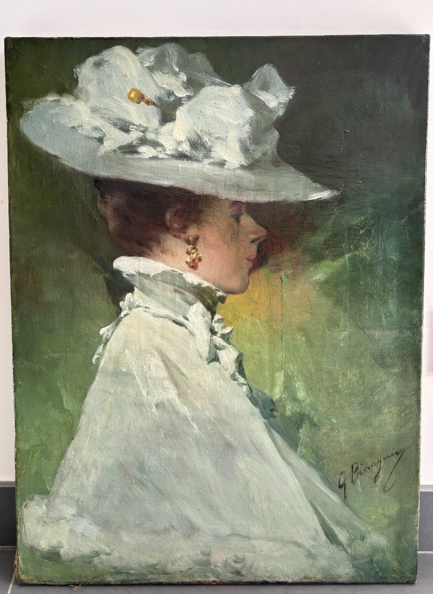 Gabriel Beringuier (toulouse 1842-1913), Portrait Of An Elegant Jeweled Lady, Oil On Canvas-photo-3